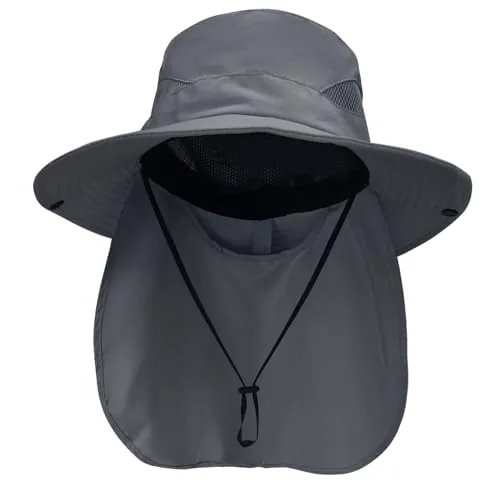 NPQQUAN UPF 50+ Safari Hat with Removable Neck Flap