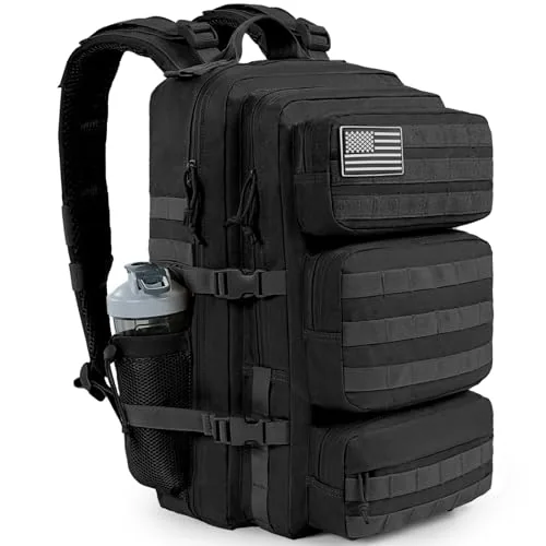 kookoomia 50L Tactical MOLLE Backpack Heavy Duty Black