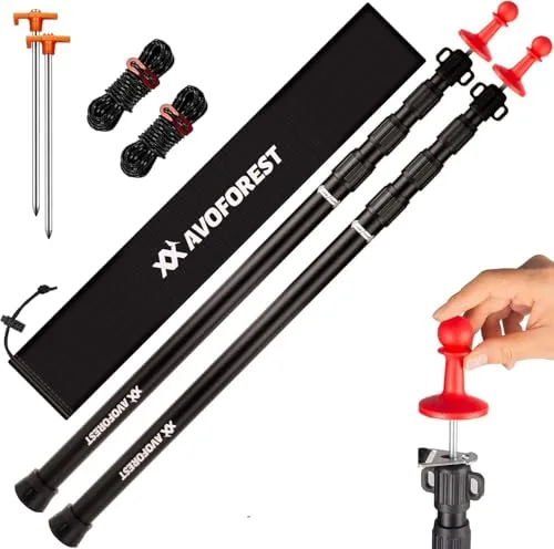 AVOFOREST 8.7FT Aluminum Telescoping Tarp Poles Set of 2