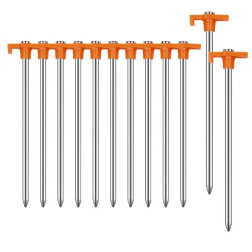 AVOFOREST 7.1in Rust-Resistant Tent Stakes 12-Pack Orange