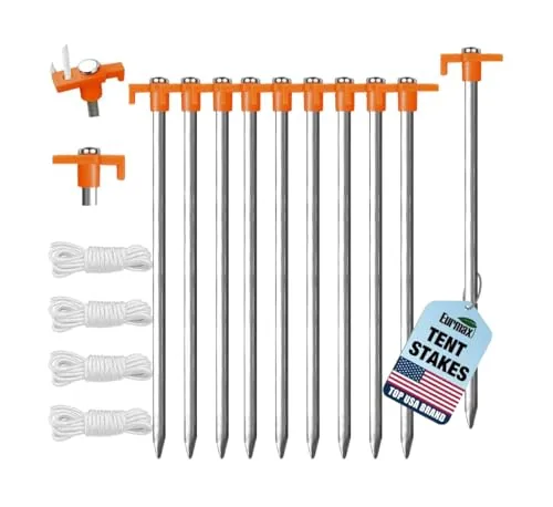 Eurmax 10-Pack Galvanized Steel Tent Stakes with Ropes