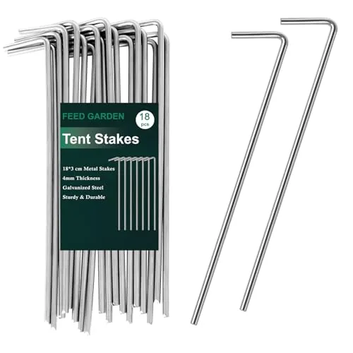 FEED GARDEN 7-Inch Galvanized Steel Tent Stakes 18-Pack