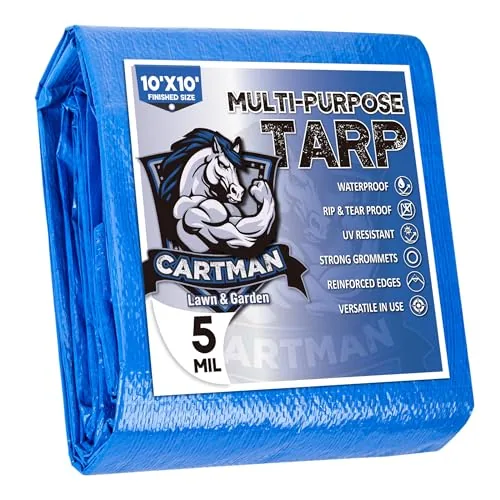 CARTMAN 10x10 ft Blue Poly Tarp 5 Mil