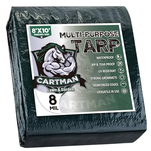 CARTMAN 8x10 ft 8 Mil Waterproof Green Tarp