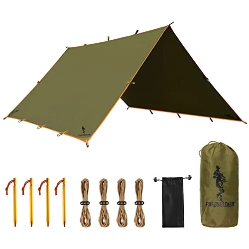 FREE SOLDIER 10x10.5ft Ripstop Tarp 2500PU Waterproof