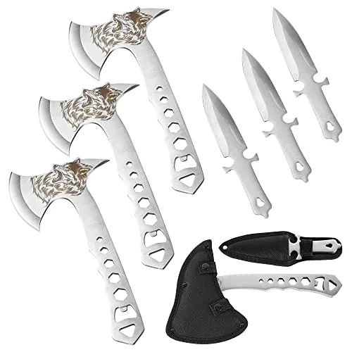 OYEAL 10in Throwing Axe Set 3CR13 Steel 3-Pack