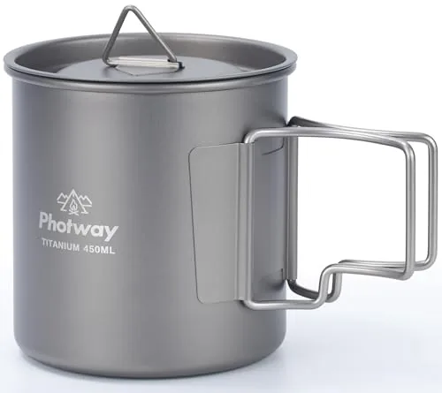 photway Titanium Camp Mug 450ml Single-Wall with Lid