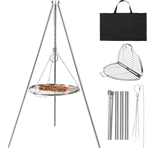 Lineslife Campfire Tripod Grill with Round Grate