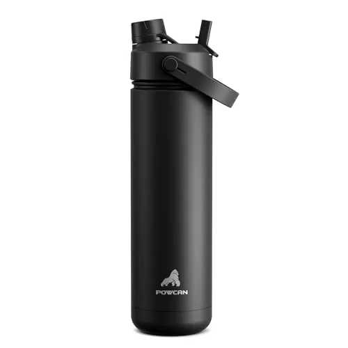POWCAN 26oz Insulated Bottle 2-in-1 Straw and Spout Lid