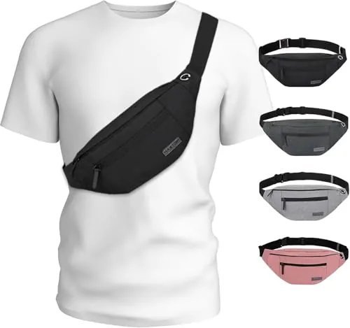MAXTOP Large Crossbody Fanny Pack 4-Pocket Water-Resistant