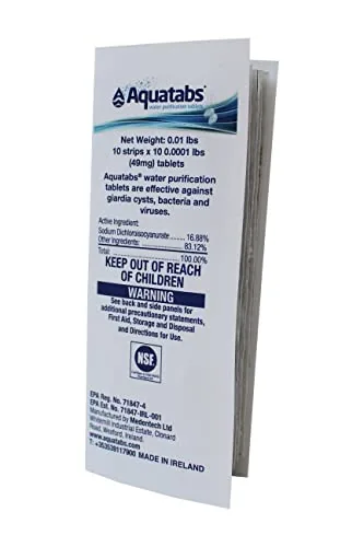 Aquatabs 49mg Water Purification Tablets 100 Pack