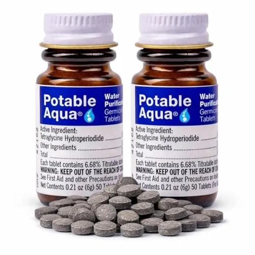 Potable Aqua Iodine Tablets 2-Pack 100 Total Doses