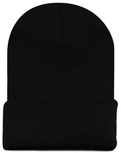 JLGUSA USA-Made Heavy Knit Plain Beanie Black