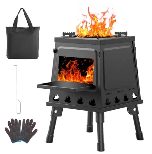 GVUHR Portable Cast Iron Wood Burning Camp Stove
