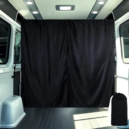 Fanfanwin 71x63 Van Privacy Curtain Black Two-Piece