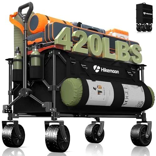 HIKEMOON 150L Collapsible Wagon 420LBS Big Wheels