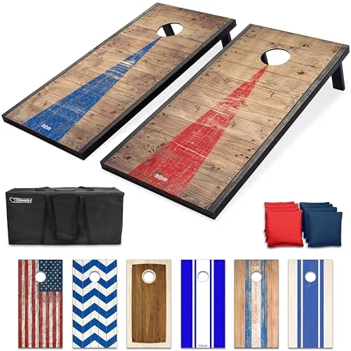 GoSports Rustic Barnwood Cornhole Set 4x2 ft