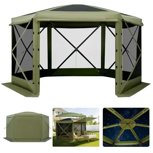 VEVOR 12x12 ft 6-Sided Pop-Up Screen Gazebo