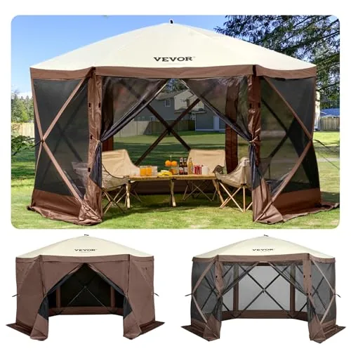 VEVOR 12x12ft Screen Gazebo Tent with Wind Cloths