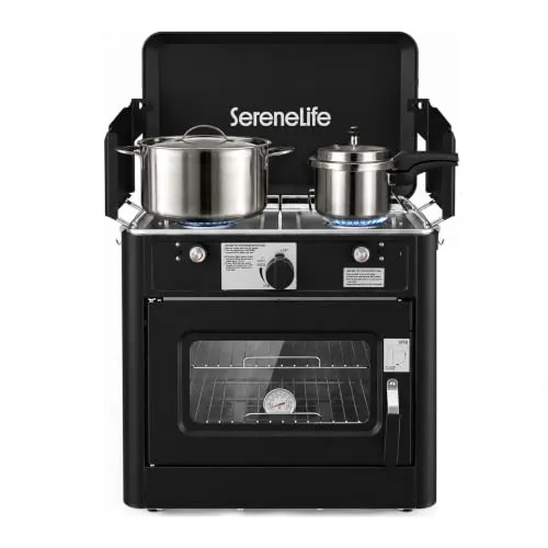 SereneLife 3-in-1 Camp Oven with Dual Burner Stove