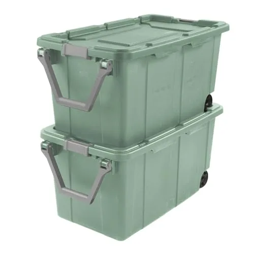 COKELARIA 40-Gallon Wheeled Storage Bin, Pack of 2