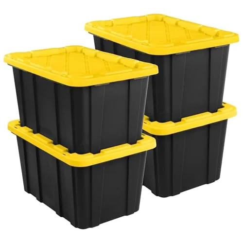 Sterilite 27-Gallon Industrial Storage Tote with Lid 4-Pack