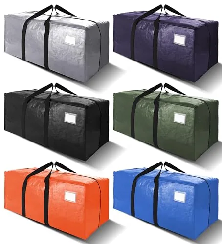 VELVETSURE Heavy Duty Moving Bags with Backpack Straps, 6-Pack