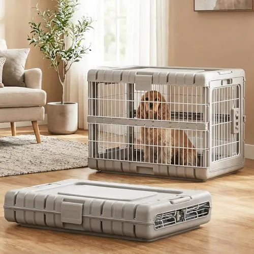 ZOMISIA 28" Collapsible Heavy Duty Dog Crate with Wheels