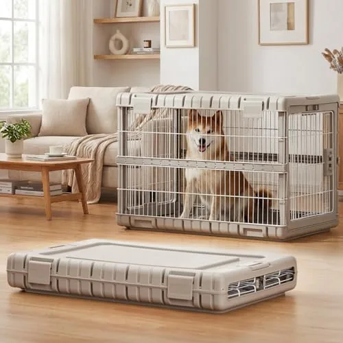 ZOMISIA 36" Collapsible Heavy-Duty Dog Crate with Wheels