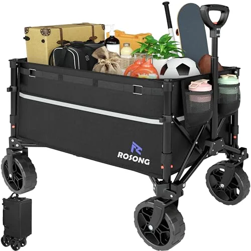 ROSONG 120L Collapsible Wagon Cart with Detachable Wheels