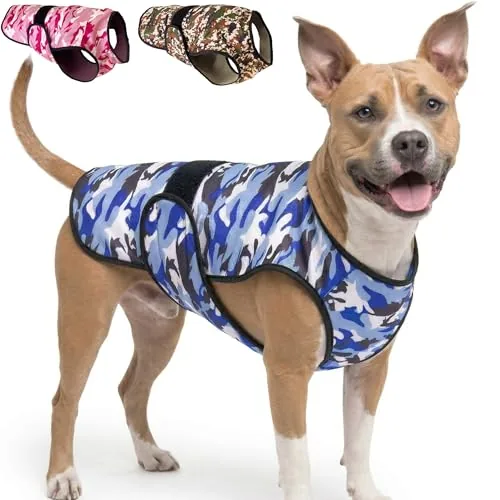 LUCOLOVE 2-Layer Microfiber Dog Cooling Vest Blue L