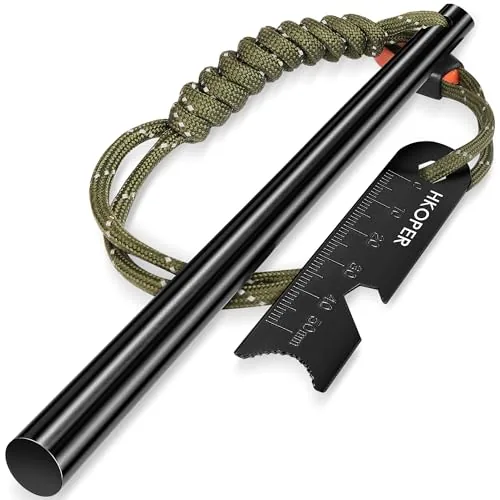 Hkoper 6-inch Ferro Rod Fire Starter with 6-in-1 Scraper