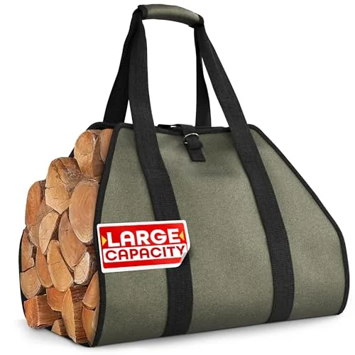VIKROM Waxed Canvas Firewood Carrier Tote 38.8in