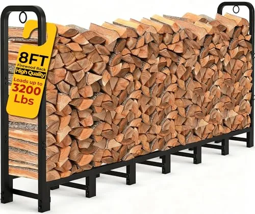 Amagabeli 8ft Heavy Duty Outdoor Firewood Log Rack