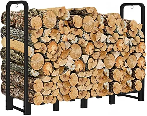 Artibear 6ft Firewood Rack 1100lb Heavy Duty Matte Black