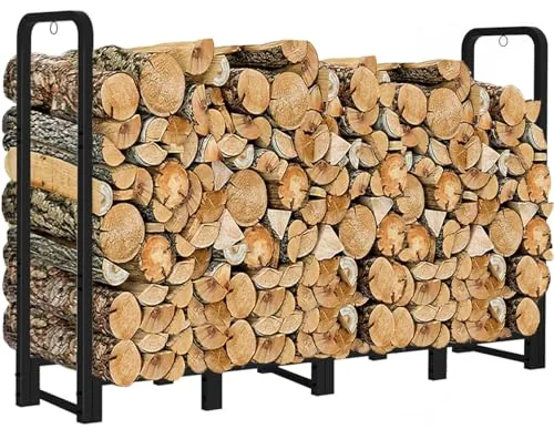 Artibear 8ft Heavy-Duty Firewood Rack Matte Black