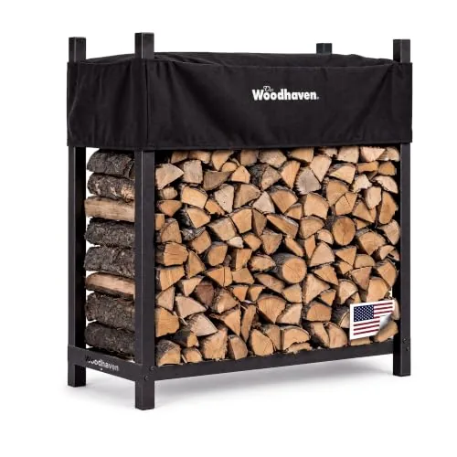 Woodhaven 4-Foot Raised Firewood Rack with Cover