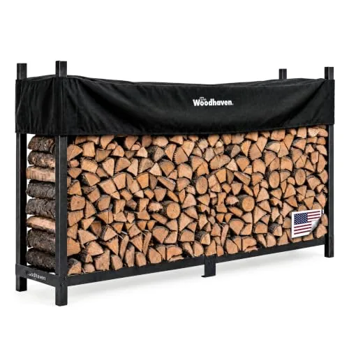 Woodhaven 8-Foot Firewood Rack with Cover, 1/2 Cord
