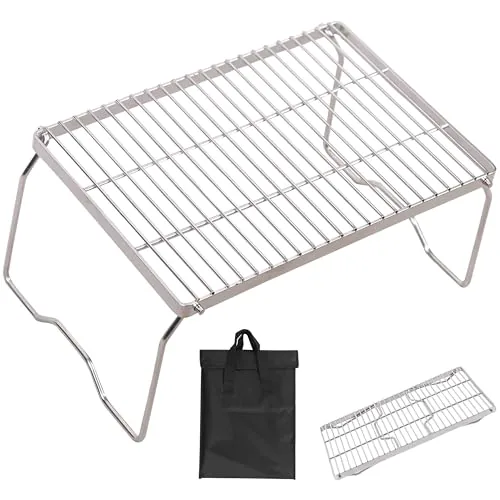 REDCAMP 17" Folding Campfire Grill 304 Stainless Steel