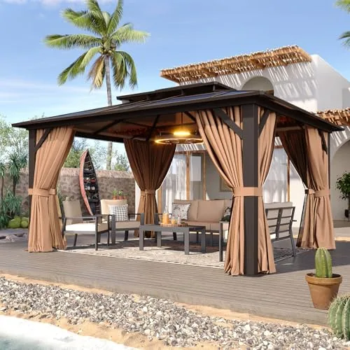 Aoxun 12x10 Hardtop Gazebo Polycarbonate Double Roof