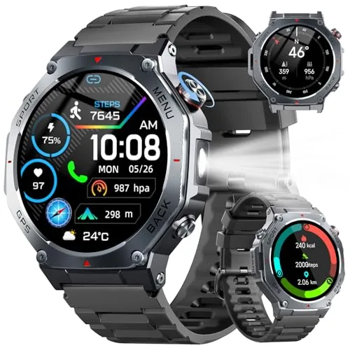 Jugeman Military GPS Smart Watch with LED Flashlight