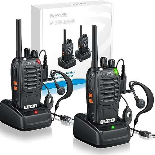 eSynic 2-Pack Walkie Talkies VOX Rechargeable 3-Mile Range