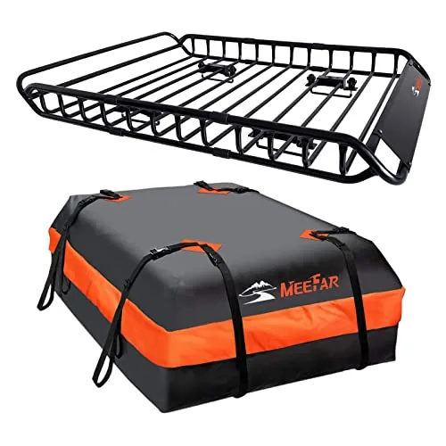MeeFar 51x36 Roof Cargo Basket with Waterproof Bag