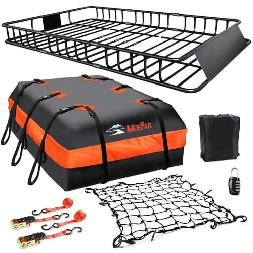 MeeFar Rooftop Cargo Basket 65in with 20 Cu Ft Bag