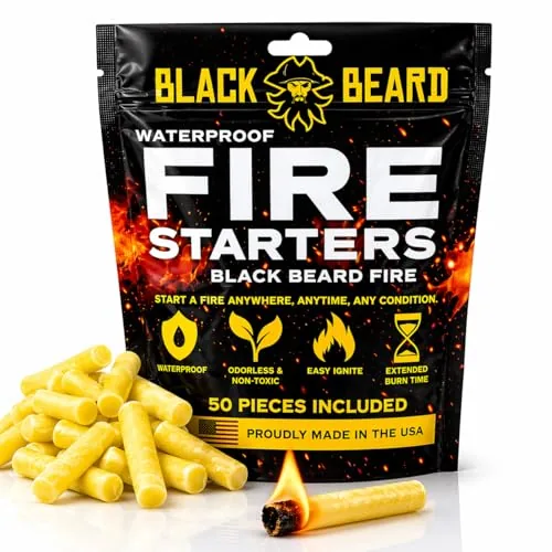 Black Beard Fire Plugs 50-Pack Weatherproof Starters