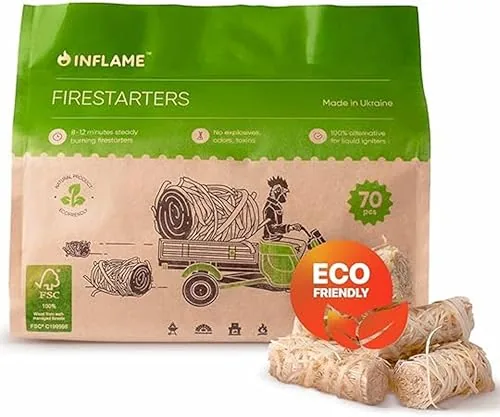 Inflame Fire Starters 70pc Natural Wax and Wood