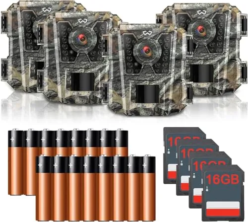 WOSODA Mini Trail Camera 4-Pack 30MP 1080P