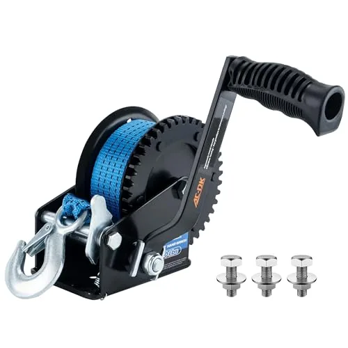 AC-DK 1600lb Hand Crank Boat Trailer Winch + 26ft Strap