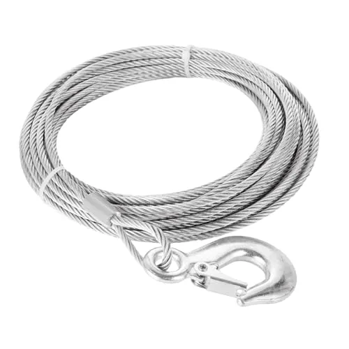 LOPYXBR 3/16" x 50ft Steel Winch Cable with Hook