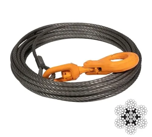 Mytee Products 3/8x75ft IWRC Winch Cable 14,400lb Break